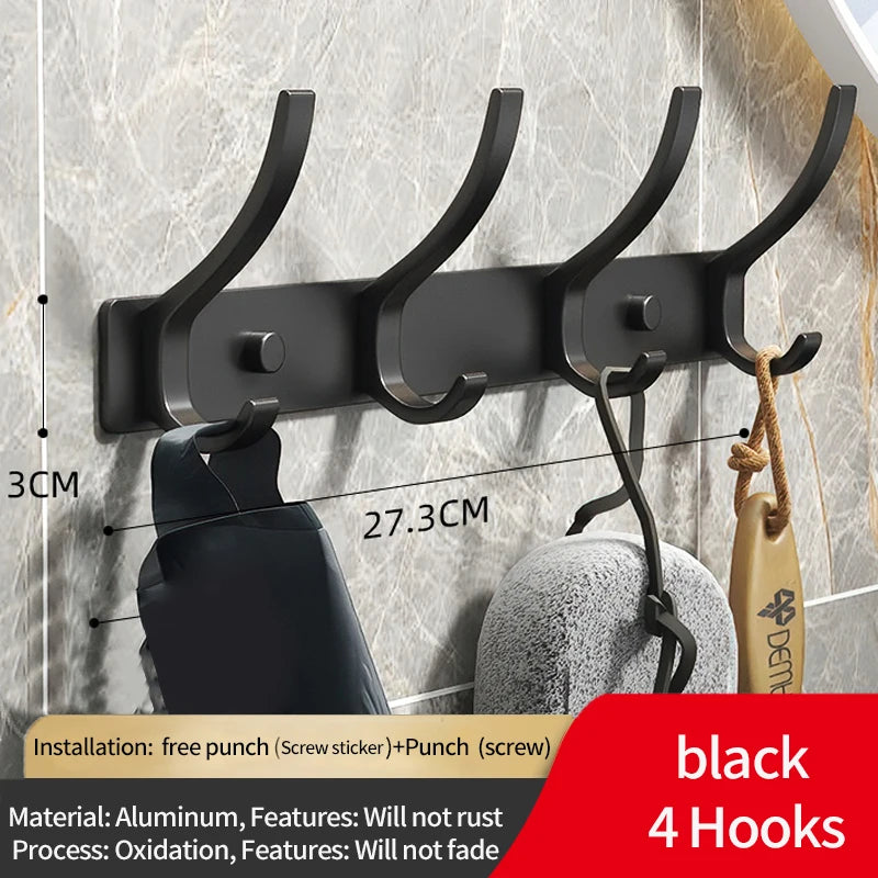 Folding Aluminum Robe & Towel Wall Hooks | 6-Pack Black White