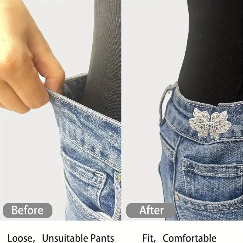 No-Sew Butterfly Waist Adjuster Clip – Metal Jean Button 1/2/4PCS