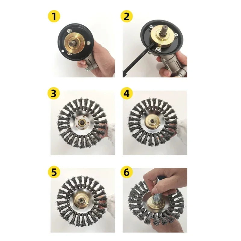 6" & 8" Steel Wire Weed Brush Cutter Head | Universal Trimmer Disc Peaceful Pleasures Health and Wellness