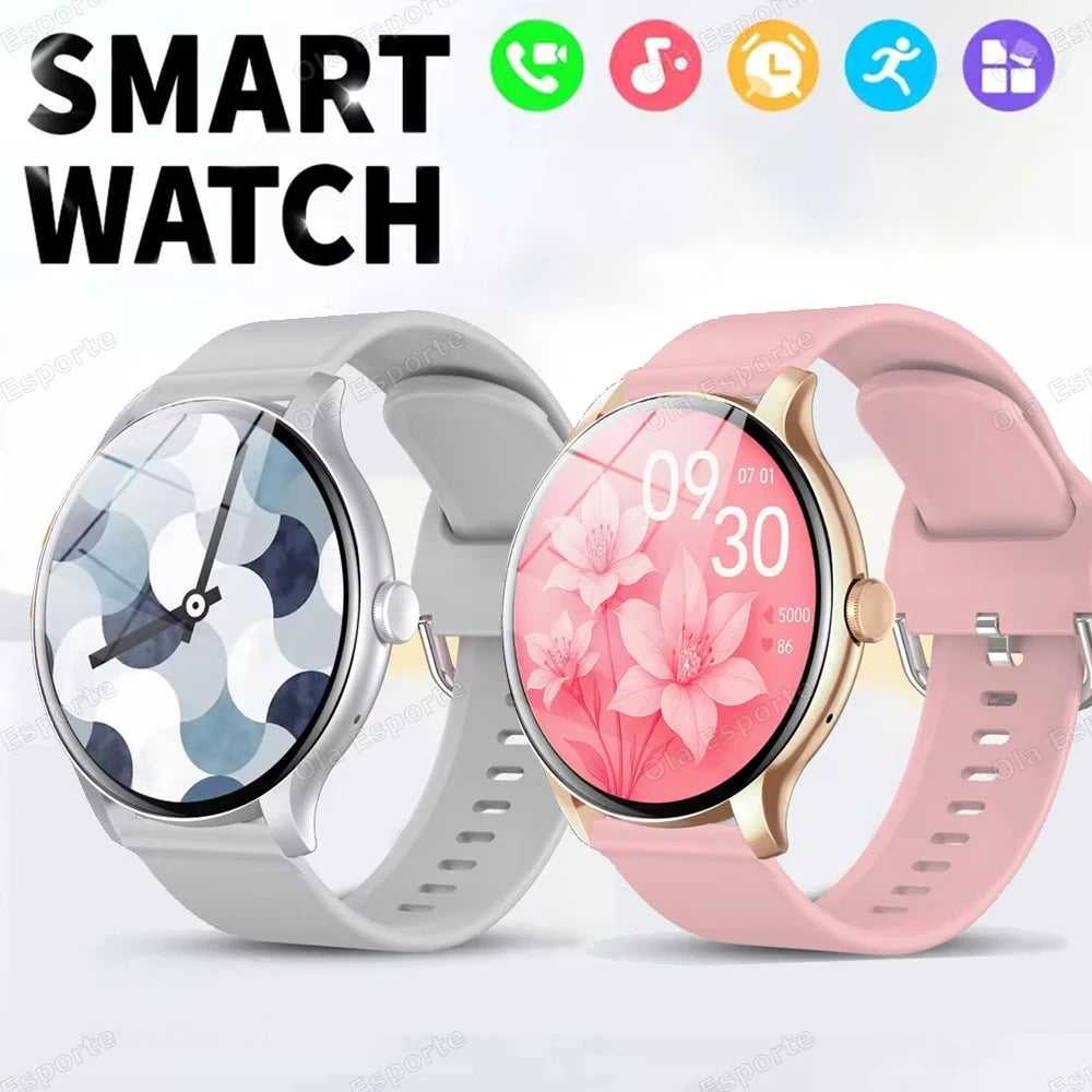 Smart Watch Women Men Full Touch Screen Bluetooth Call Smartwatch Waterproof Sports Fitness Tracker Watches for Android iOS New Peaceful Pleasures Health and Wellness 1Go1Silver