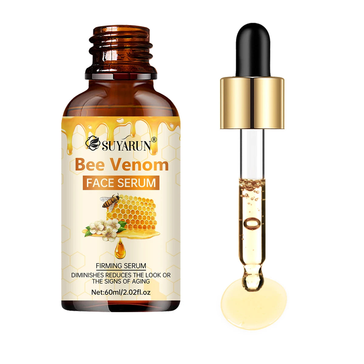 SUYARUN Bee Venom Facial Serum - Anti-Aging Firming Essence for Wrinkle Reduction & Youthful Glow. Peaceful Pleasures Health and Wellness 60ml