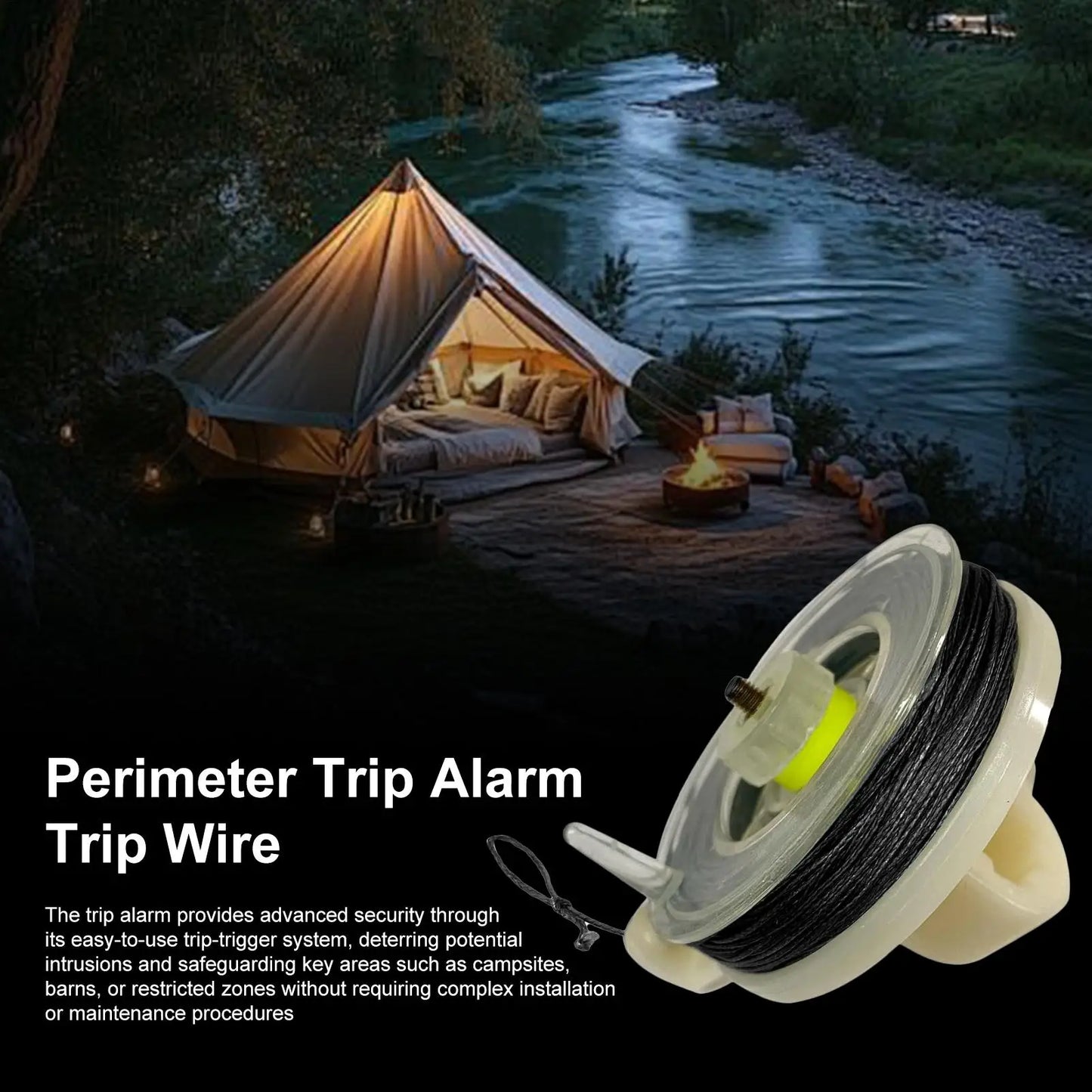 Perimeter Alarm Trip Wire Camping Perimeter Alarm Trip Line Weatherproof Early Warning Security System For Camping Outdoor Peaceful Pleasures Health and Wellness