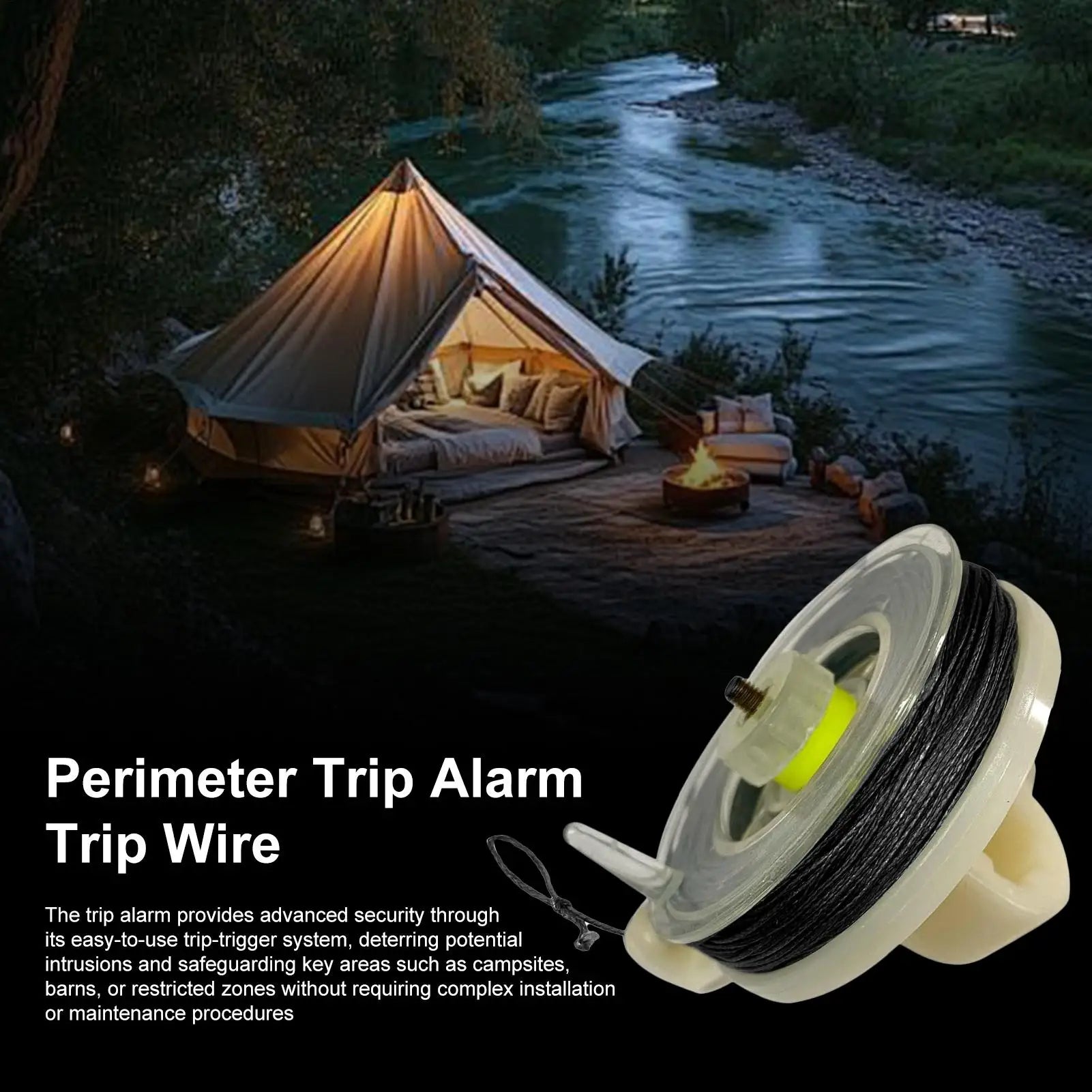 Perimeter Alarm Trip Wire Camping Perimeter Alarm Trip Line Weatherproof Early Warning Security System For Camping Outdoor Peaceful Pleasures Health and Wellness