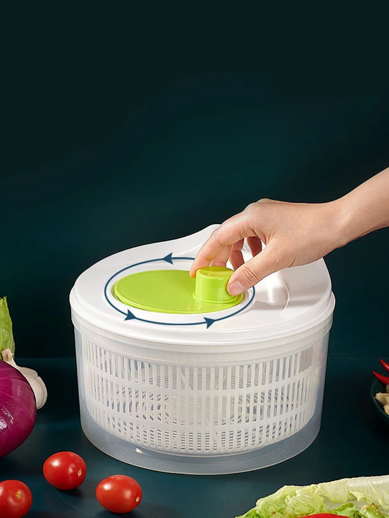 Household Vegetable Dehydrator Creative Manual Water Salad Spinner Fruit Drain Basket Dryer Hand Crank Kitchen Household Gadget Peaceful Pleasures Health and Wellness