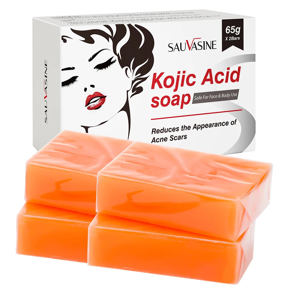 4/2Pcs Natural Soap Bar with Kojic Acid Handmade Brightening Soap for Fades Dark Spots Evens Skin Tone Gentle Cleansing Bath Bar Peaceful Pleasures Health and Wellness 4pcs