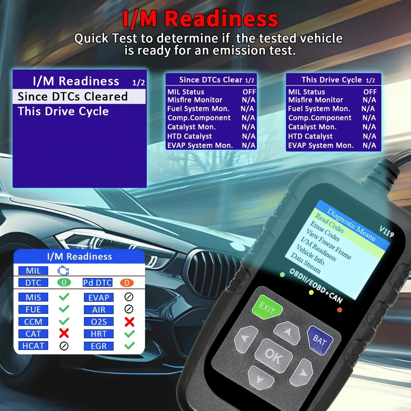 OBD2 Diagnostic Tool V119 – Engine Fault Code Reader (1996+) Peaceful Pleasures Health and Wellness