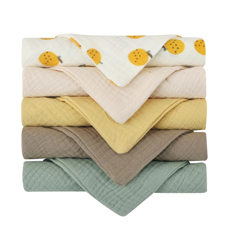 5-Pack Baby Cotton Gauze Washcloths – Soft Burp & Bath Towel