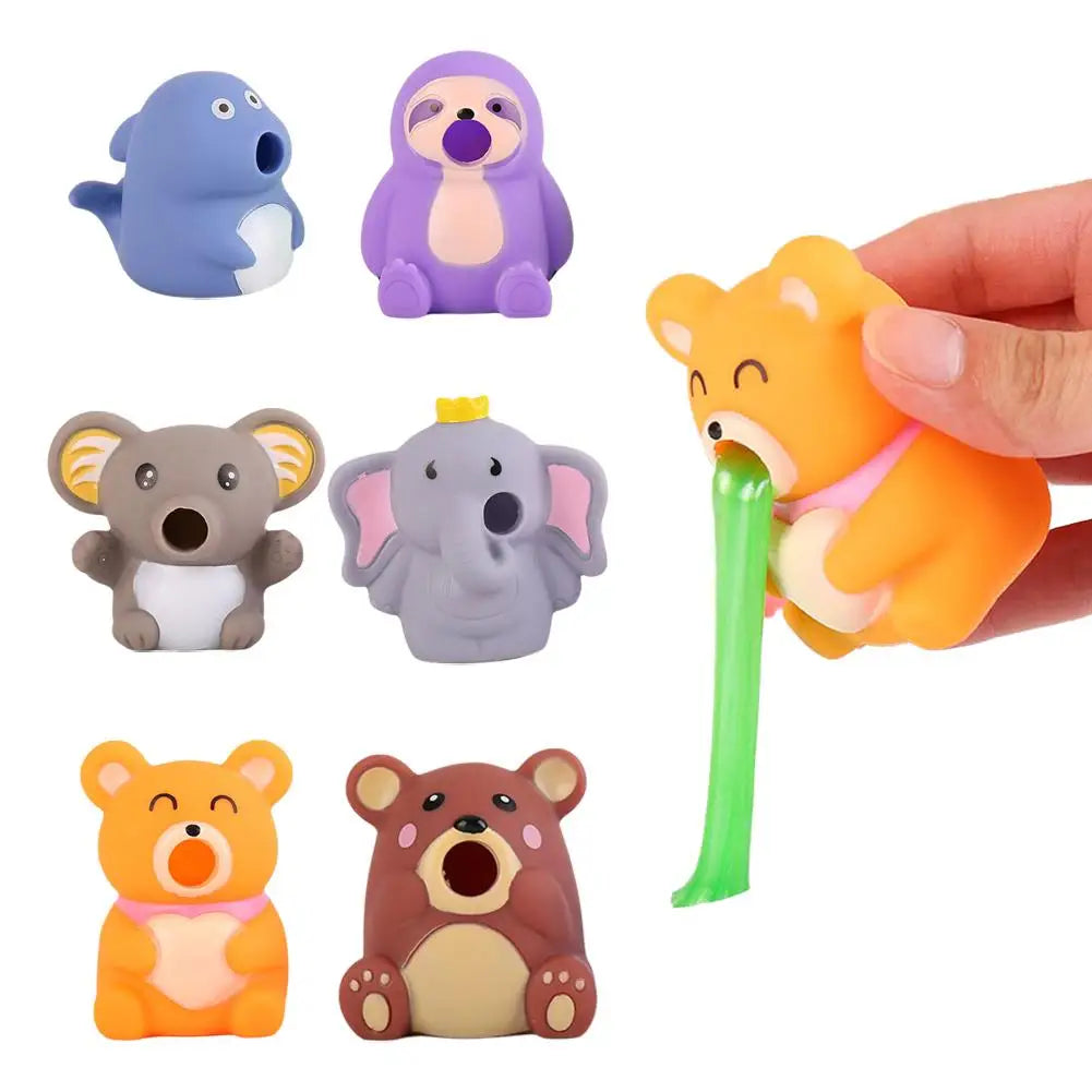 Funny Animal Toy Slime Vomiting Goo Sensory Stress Relief PVC Squeaky