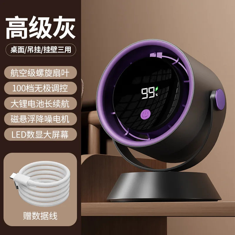 Digital Display Clip-On USB Desk Fan – Rechargeable Portable