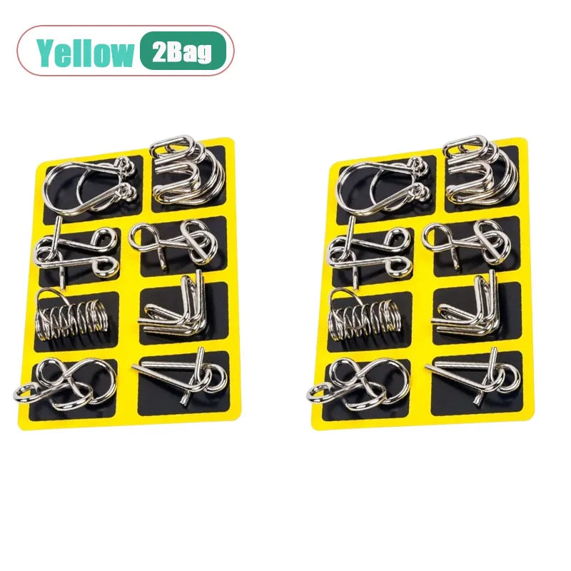 8-Piece Metal Interlocking Rings Brain Teaser Puzzle IQ Set