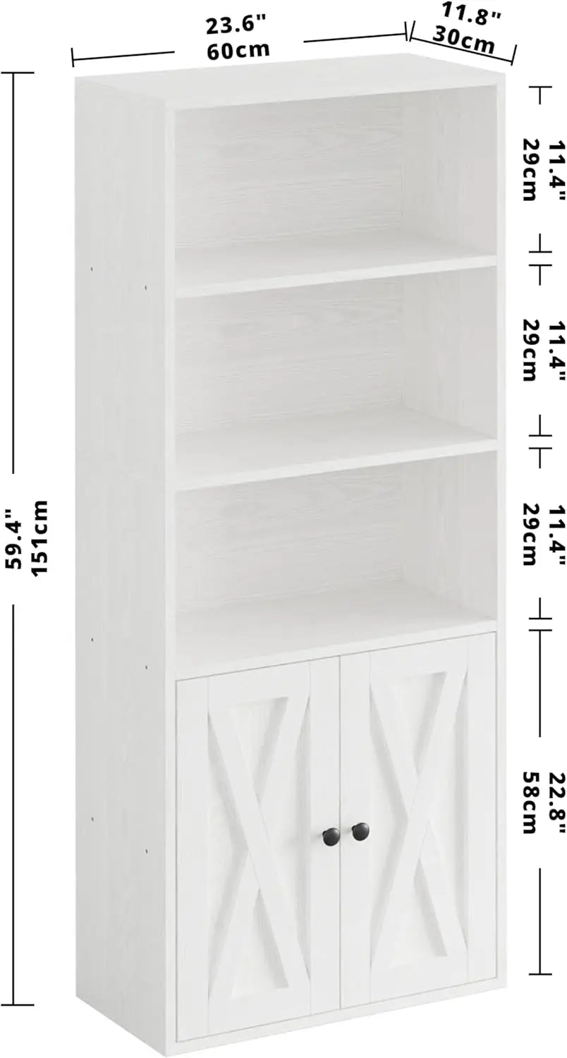 White cabinet with dimensions displayed on a white background