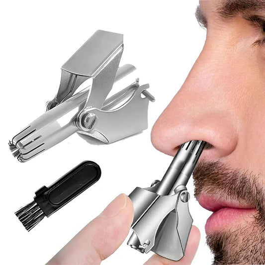 Manual Nose Hair Trimmer for Men Women, Stainless Steel, Waterproof, No Battery Needed with Cleaning Brush Painless Hair removal Peaceful Pleasures Health and Wellness