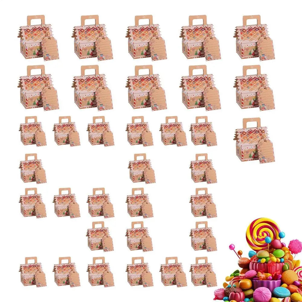 Christmas Treat Boxes 50 Pieces House Shape Food Wrapping Container Holiday Bakery Box For Candy Chocolate Party Supplies Peaceful Pleasures Health and Wellness A China Mainland Others