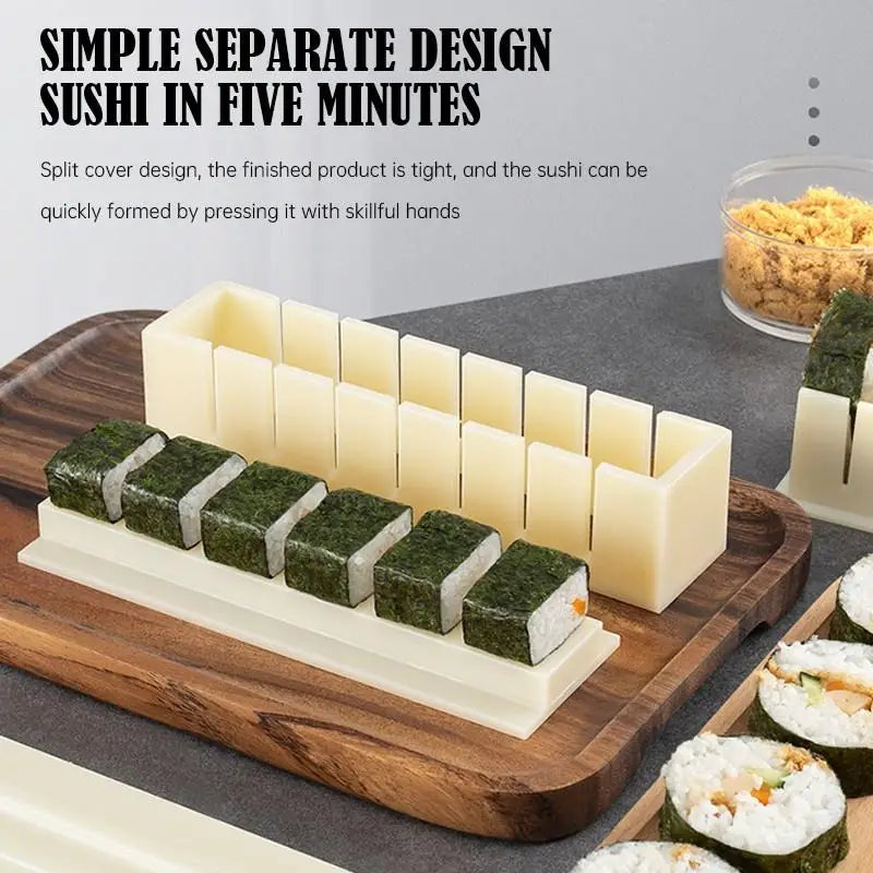 10-Piece Sushi Making Kit with 4 Shape Molds & Sushi Knife