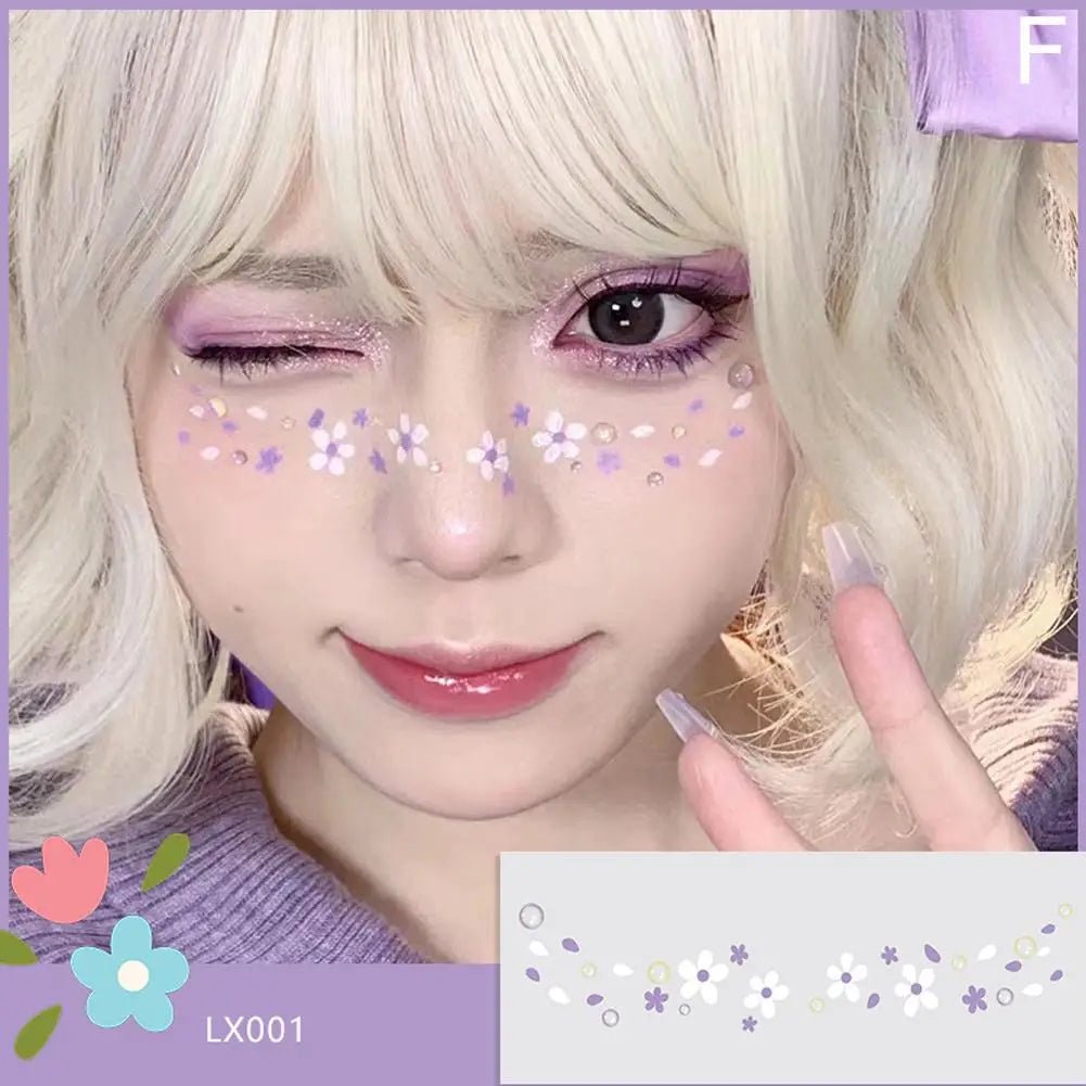 Love Heart Face Temporary Tattoos – Waterproof Stickers