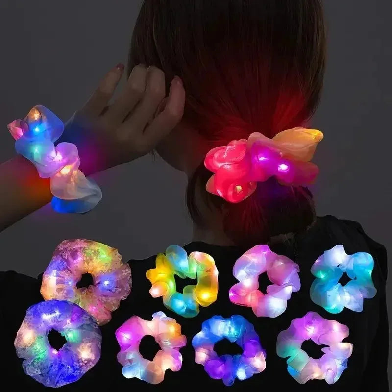 LED Glow Sausage Hair Tie Headband – Light-Up Party Hairband