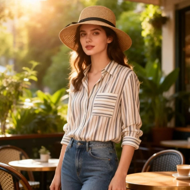Women's UPF 50+ Wide Brim Foldable Straw Beach Hat