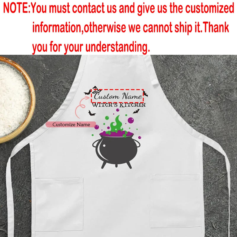 Personalized Witch's Kitchen Apron | Custom Halloween Gift Personalized Kitchen Apron Peaceful Pleasures Health and Wellness Custom White 67x75cm