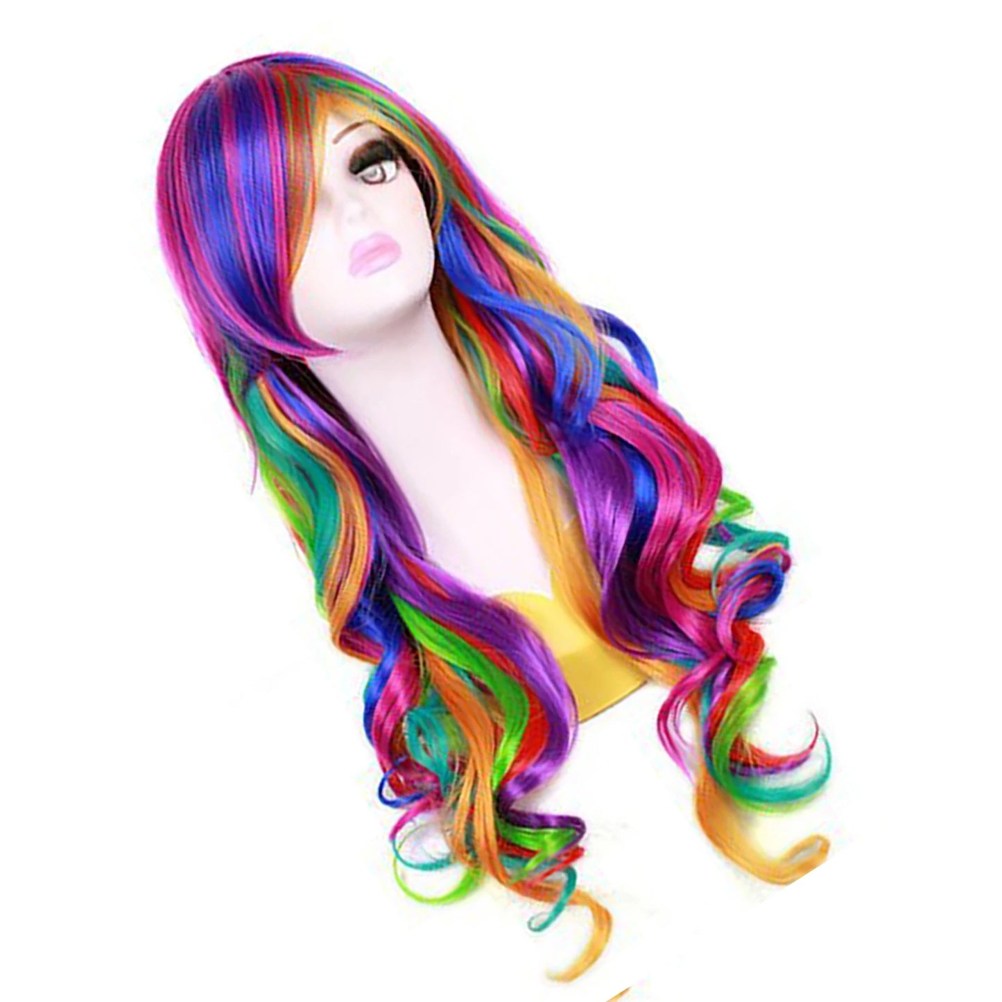 1Pcs/lot New Hot Women Rainbow Color Long Wig Natural Look Heat-Resistant Women Wig for Tourism Stage Performance Cosplay ect Peaceful Pleasures Health and Wellness