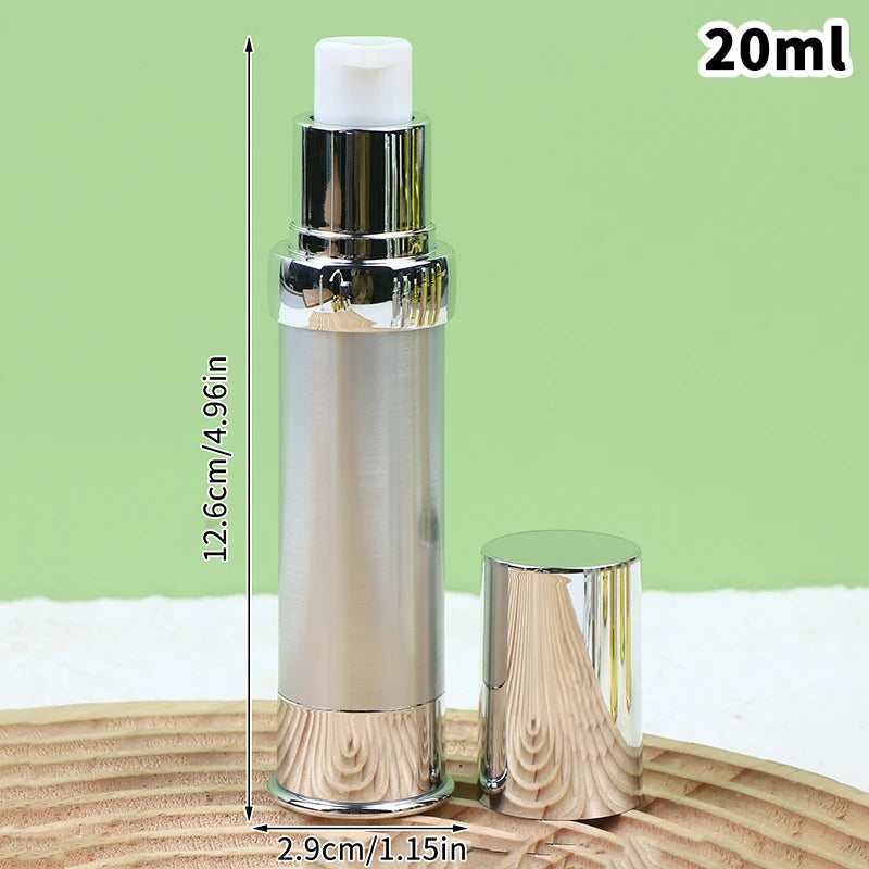 Refillable Airless Vacuum Pump Bottle 10ml 15ml 20ml | Gold Silver