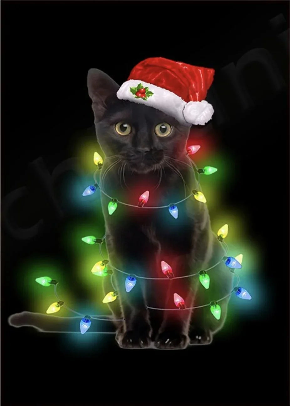 Funny Christmas Cat Vintage Canvas Poster | Retro Wall Art Print Canvas Wall Art Print Peaceful Pleasures Health and Wellness ZLH5555 100x150cm No Frame