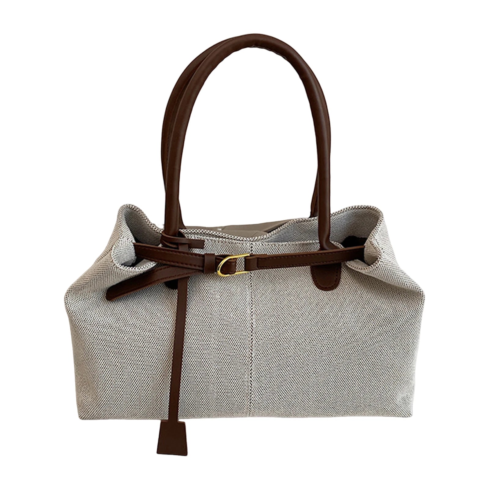 Women's Retro Tote Bag Large Capacity Shoulder Bag Korean Style Durable Polyester Fabric Peaceful Pleasures Health and Wellness Brown