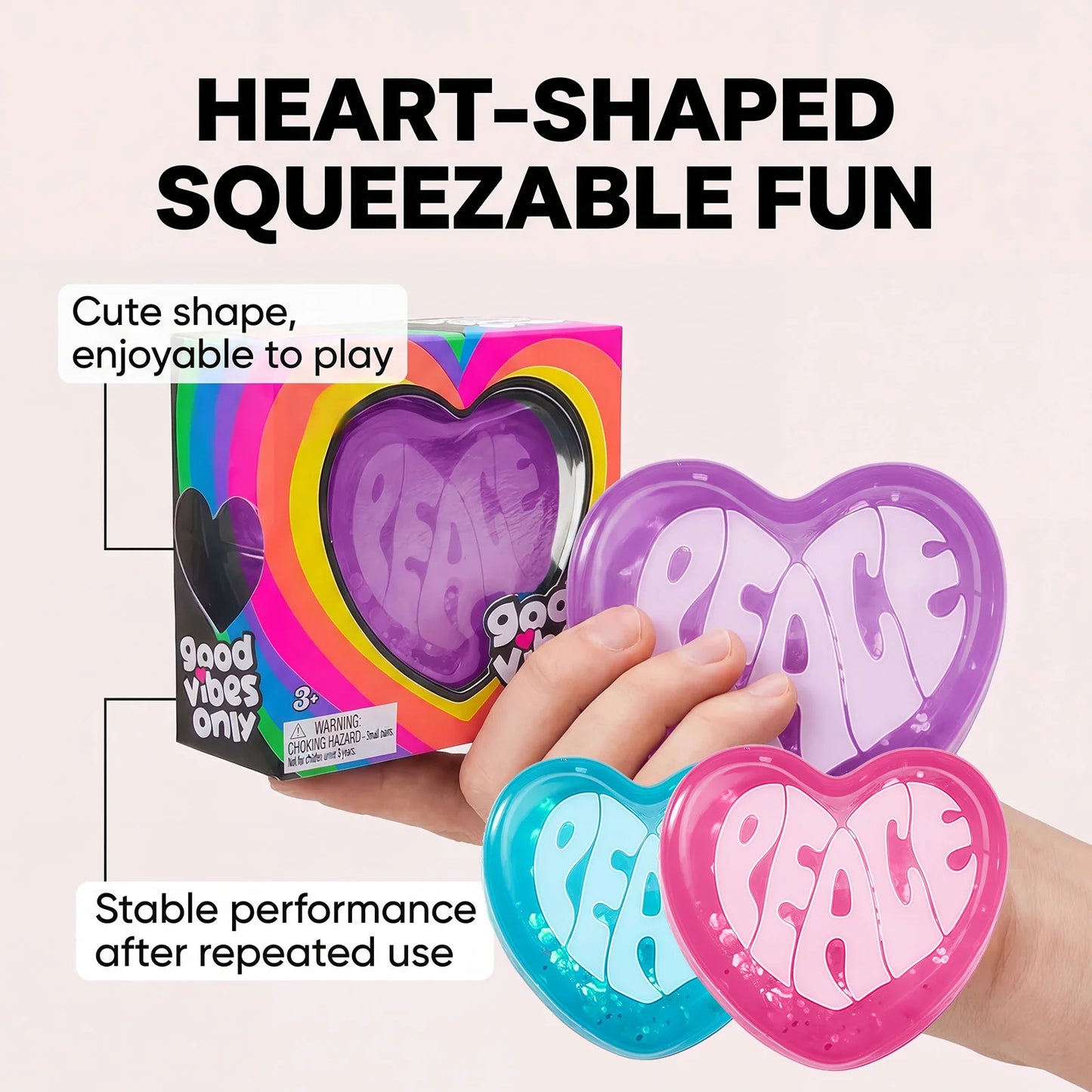 Squishy Heart Fidget Toy – Soft Slow Rising Squeeze Sensory Ball