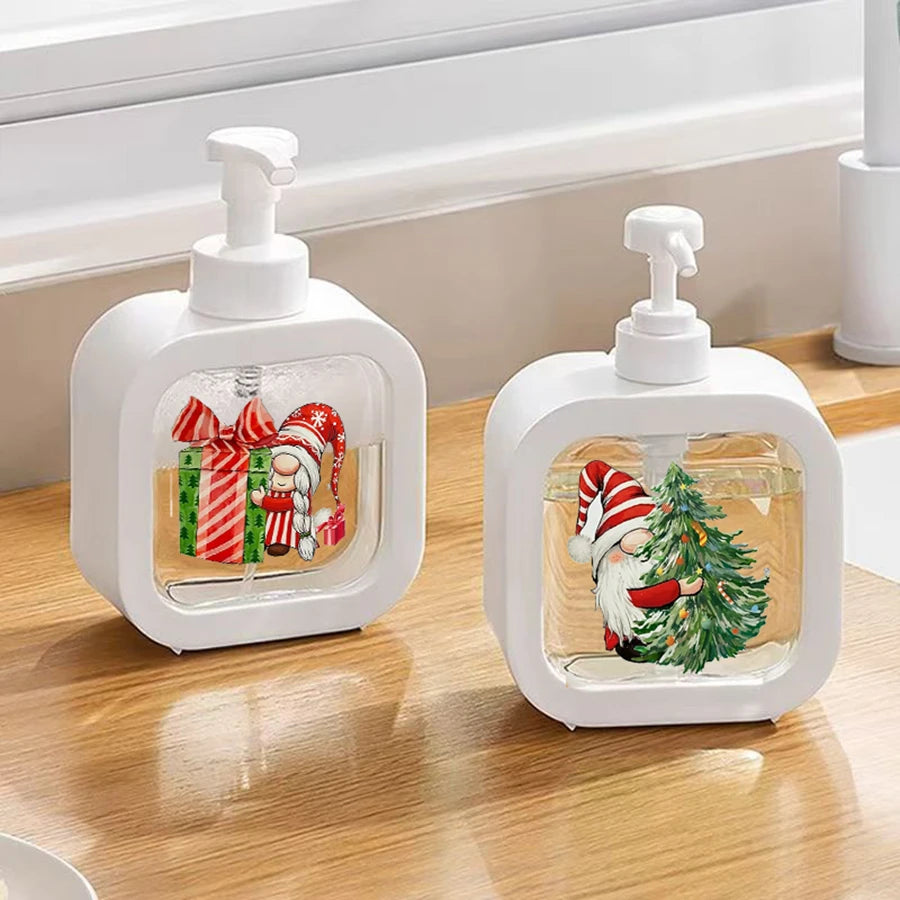 2pcs Christmas Soap Dispenser, Hand Soap Dispenser, Refillable Liquid Hand Soap Empty Plastic Pump Bottle Container for Bathroom Peaceful Pleasures Health and Wellness white 2pcs