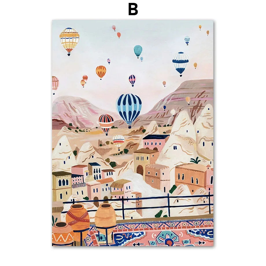 Abstract Landscape City Canvas Wall Art Print | Unframed