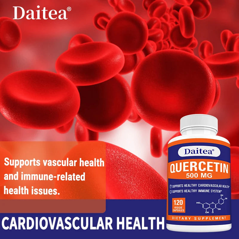 Daitea Quercetin 500mg 120 Veggie Capsules Supplement - Non-GMO - Gluten Free - Supports Overall Health & Well Being Peaceful Pleasures Health and Wellness