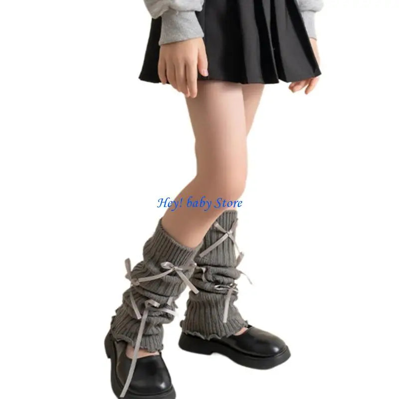 Girls 3D Bowknot Knitted Leg Warmers – Ballet Sweet Socks