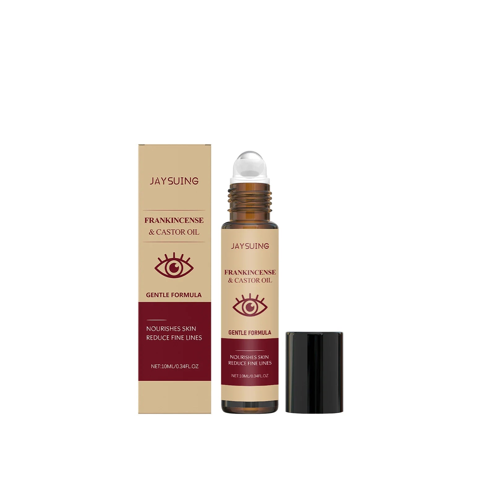 Castor Oil Eye Essence Dark Circles Eye Bags Anti-Puffiness Lift Firm Ball Massage Reduce Fine Lines Deep Nourish Eye Care Serum Peaceful Pleasures Health and Wellness 10ml 10ml