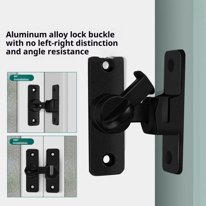 New Punch-free Hasp Latch Door Lock Black Cabinet Locks Kids Safety Lock Sliding Door Anti-pried Hook Lock Hardware Peaceful Pleasures Health and Wellness