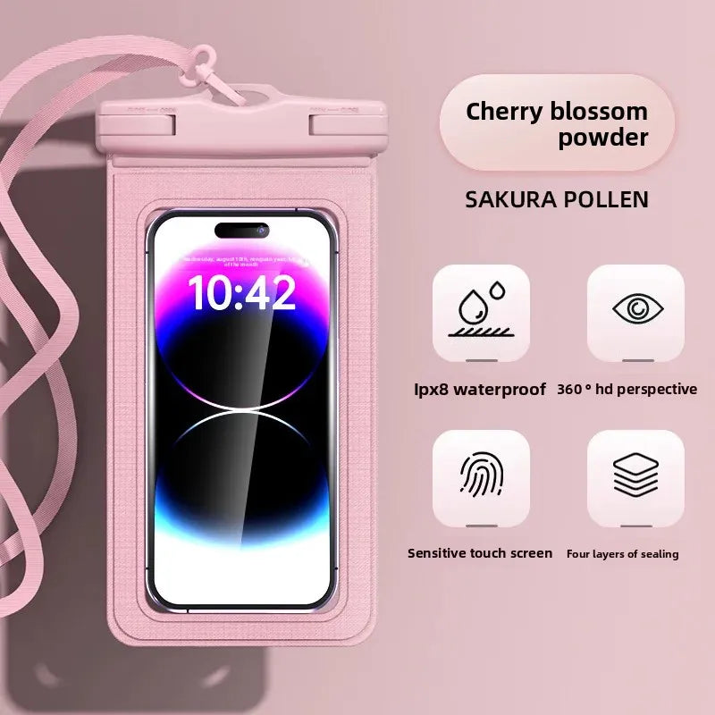 waterproof smartphone case cellphone pouch underwater phone case waterproof phone pouch for swimming bag floating phone case Peaceful Pleasures Health and Wellness Pink(7 inch)