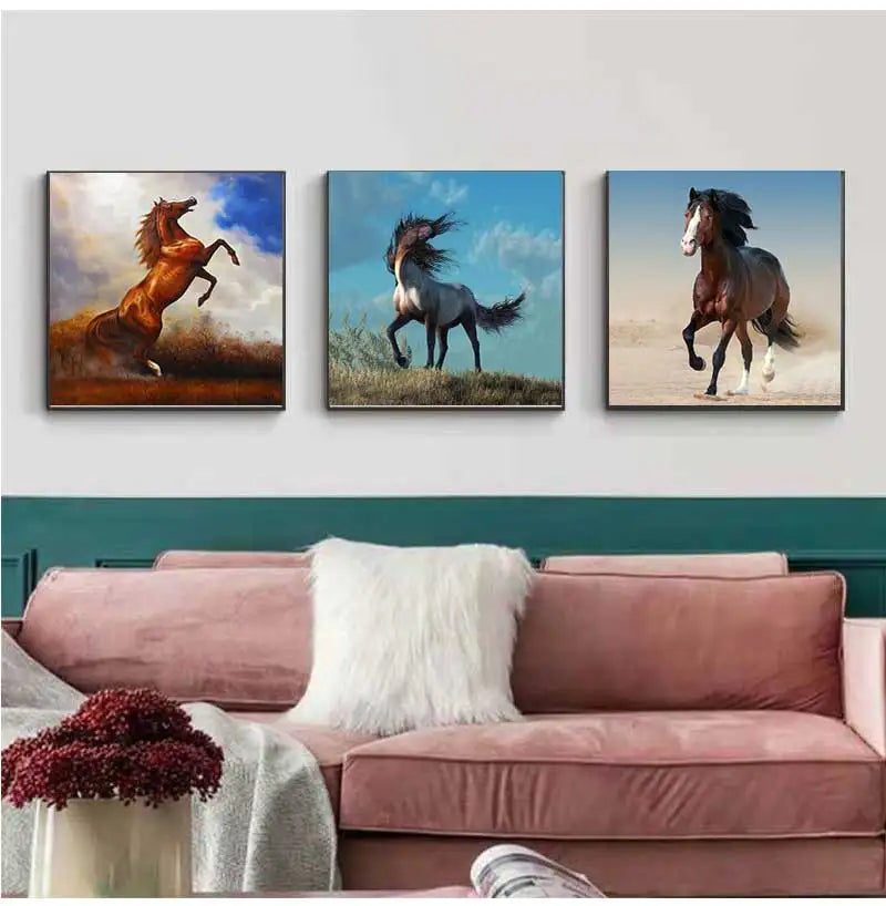 Nordic Horse Canvas Wall Art | Modern Unframed Poster Print