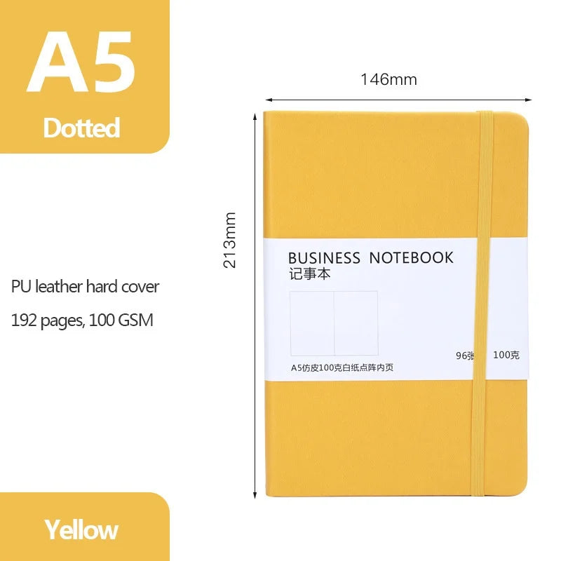 A5 Notebook 192 Pages Classic Journal Dotted Paper Hard Cover