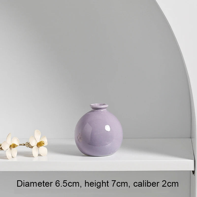 Mini Ceramics Vase Interior Accessories Ceramic Vase Desktop Ornament Flower Arrangement Vase Art Flower Decorative home decor Peaceful Pleasures Health and Wellness PURPLE China Mainland