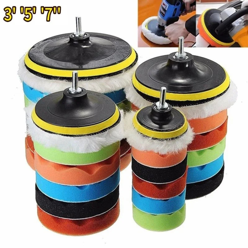 8-Piece Car Polishing Pad Set 3/5/7 Inch – Sponge & Wool Kit Peaceful Pleasures Health and Wellness AB63-5 inches 8 Pcs