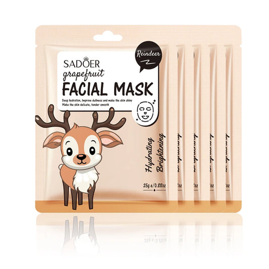SADOER Fruit Facial Mask 5pc – Hydrating & Anti-Wrinkle Sheet Face Mask Peaceful Pleasures Health and Wellness Grapefruit