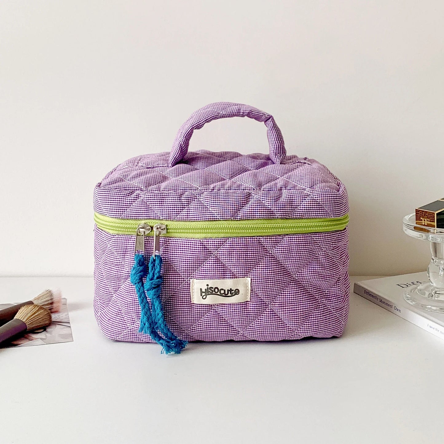 Quilted Makeup Bag Set – Cute Travel Cosmetic Organizer