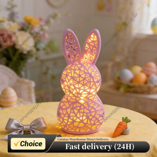Easter Portable Animal Nightlight 3D Printed LED Light Up Rabbit Statue Easter Gifts for Kids Spring Indoor Home Decor Peaceful Pleasures Health and Wellness