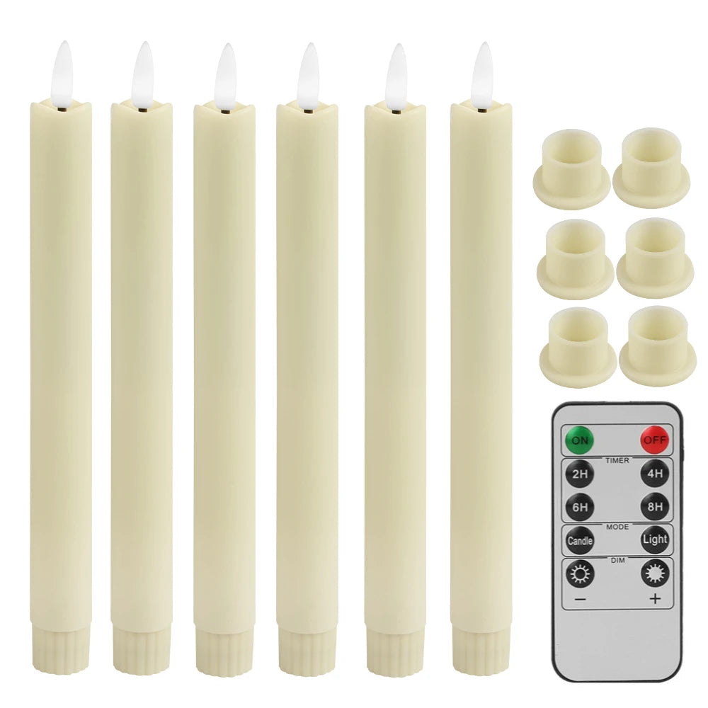 6/12/24pc Pack Flameless Taper Candles Battery Operated Flickering Window Candle Gold Holder Party Home Christmas Table Decor ﻿ Peaceful Pleasures Health and Wellness 6pcs Ivory 18pcs