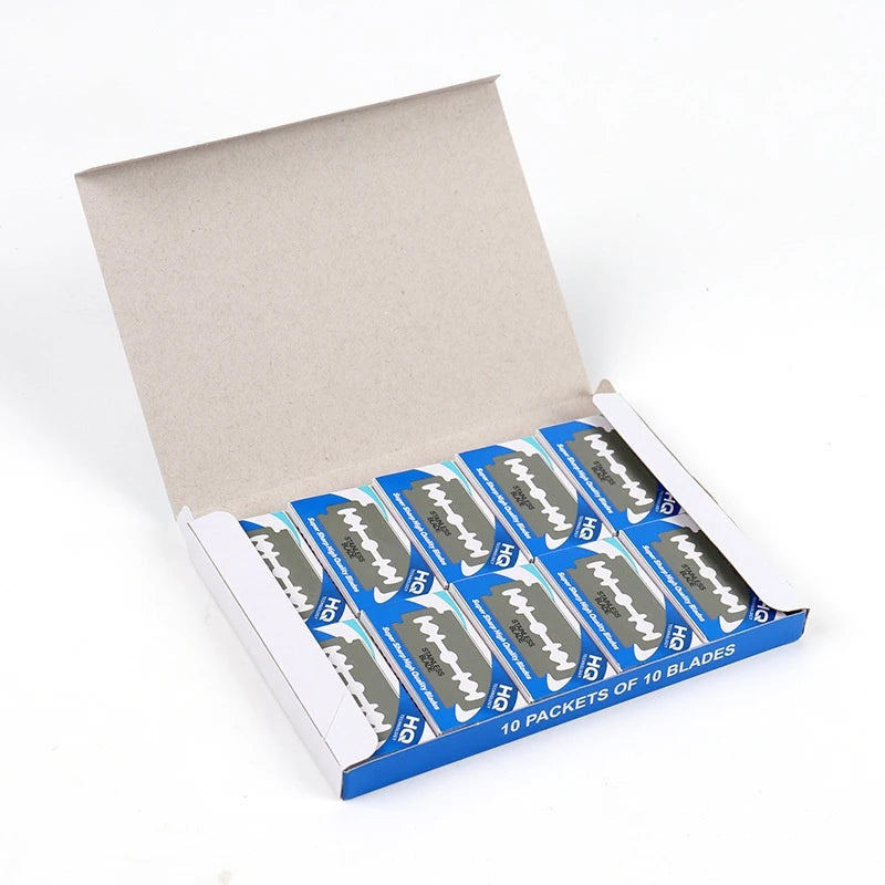 Barbershop Haircutting Double-Edge Razor Barber Stainless Steel Cutting Thinning Hair Shaver Pro Barber Styling Tool Accessories Peaceful Pleasures Health and Wellness 100Pcs