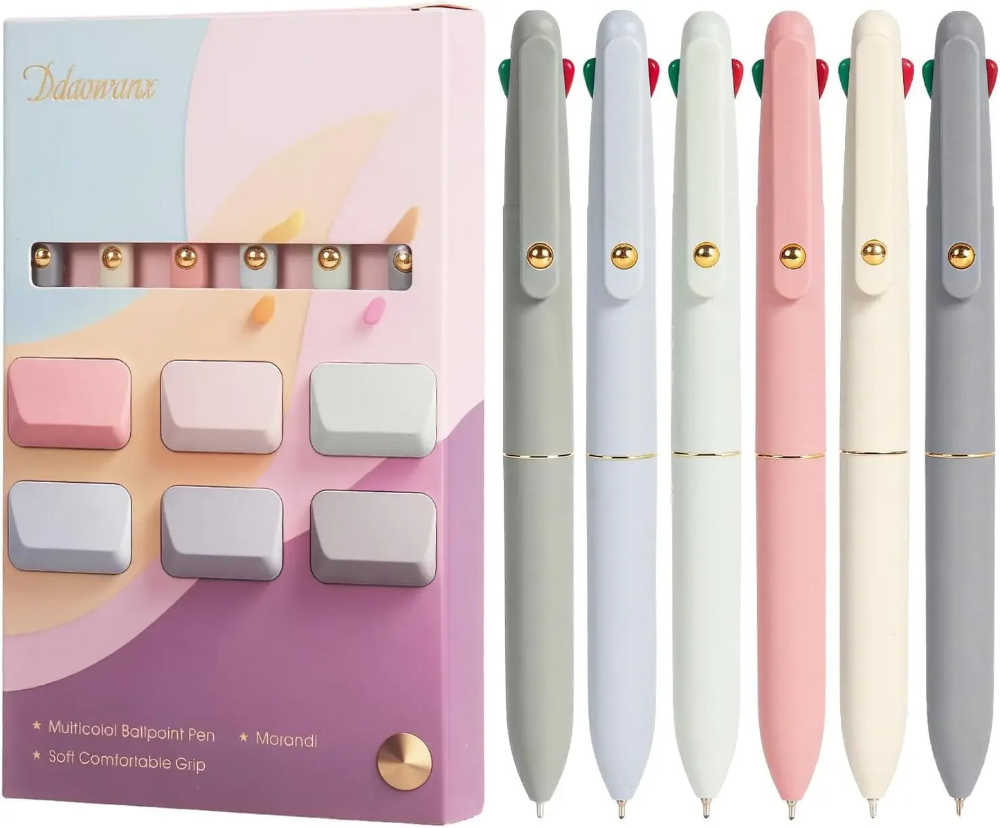 4-in-1 Multicolor Ballpoint Pen, 0.5mm Fine Point for Smooth Writing, Nurse & Student Accessories, Gift Set of 6 Peaceful Pleasures Health and Wellness United States