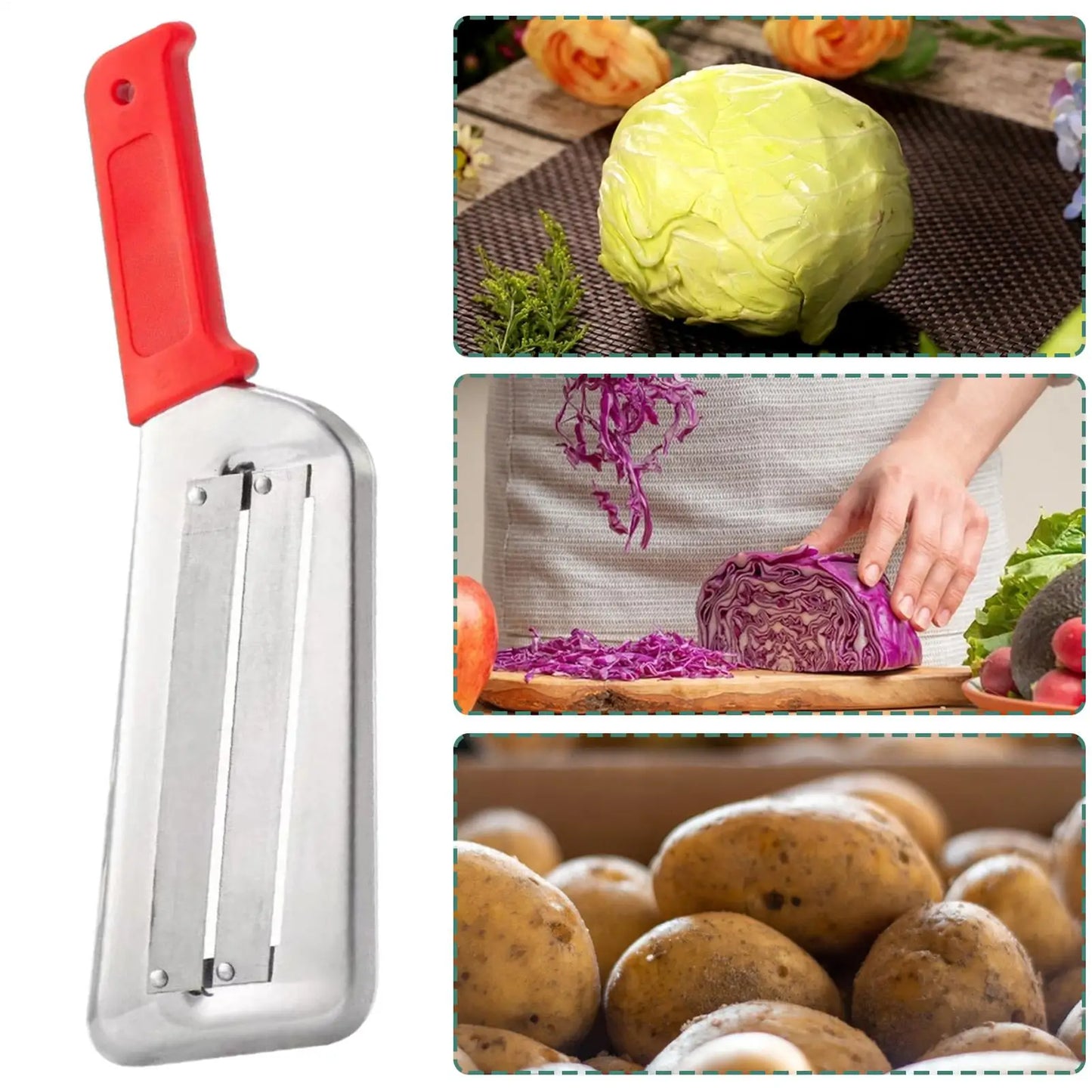 Stainless Steel Cabbage Slicer & Vegetable Shredder