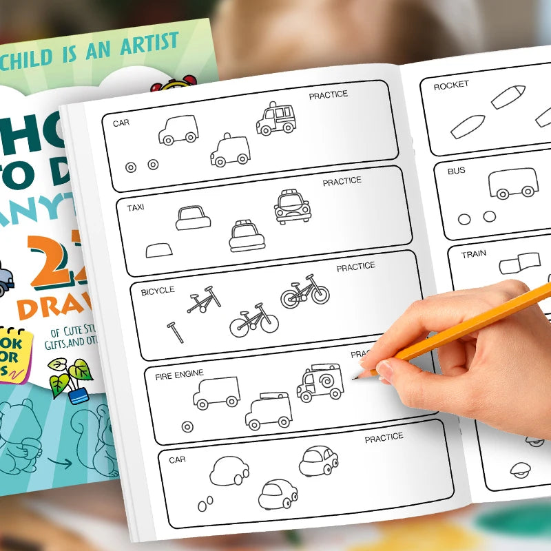 Kids' How Draw Anything Activity Book 222 Cute Step-by-step Drawing