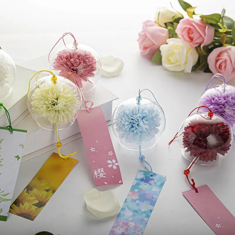 Japanese Glass Wind Chime with Artificial Flower | Home Decor Glass Wind Chime Peaceful Pleasures Health and Wellness