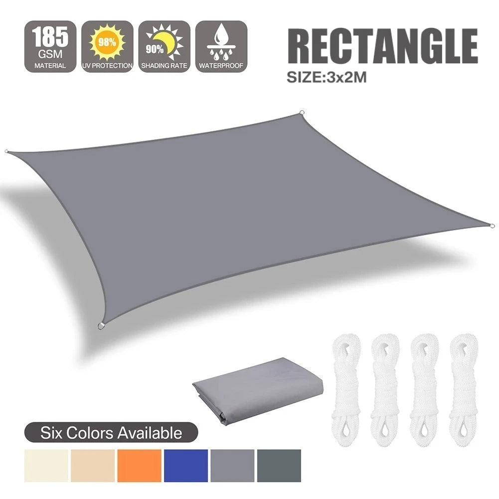 Grey Sun Shade Sail Rectangle Square Triangle UV Block Sunshade for Yard Deck Canopy Awning Outdoor Garden Waterproof Cloth Peaceful Pleasures Health and Wellness 2x3m