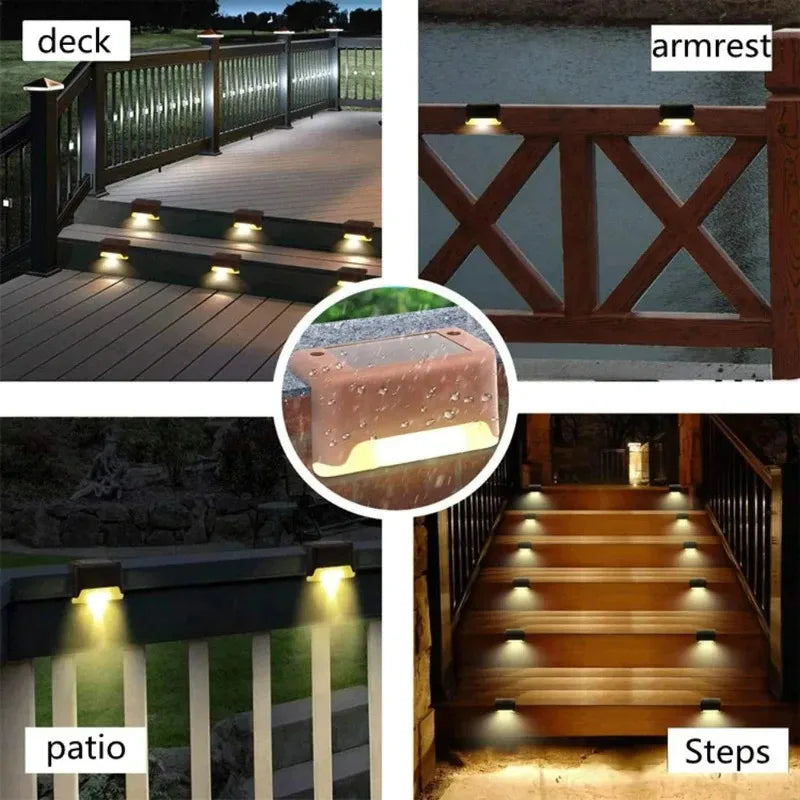 Solar LED Stair Lights Outdoor Waterproof Step Garden Lamps