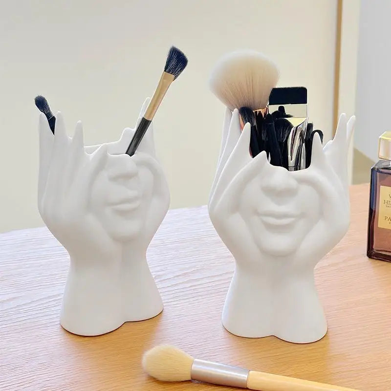 Abstract Face Sculpture Desk Organizer for Modern Spaces Peaceful Pleasures Health and Wellness
